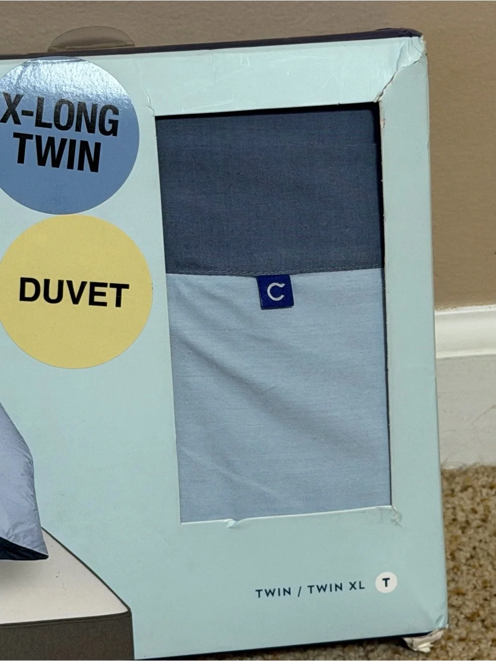 Cotton Duvet Cover - Navy/Light Blue